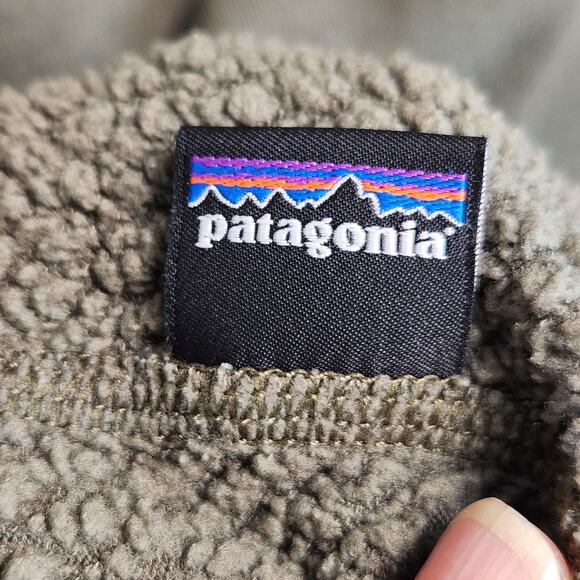 Patagonia Reversible Shearling Crew Neck Pullover Olive Green Men's SZ LG(?) GUC - Picture 3 of 10